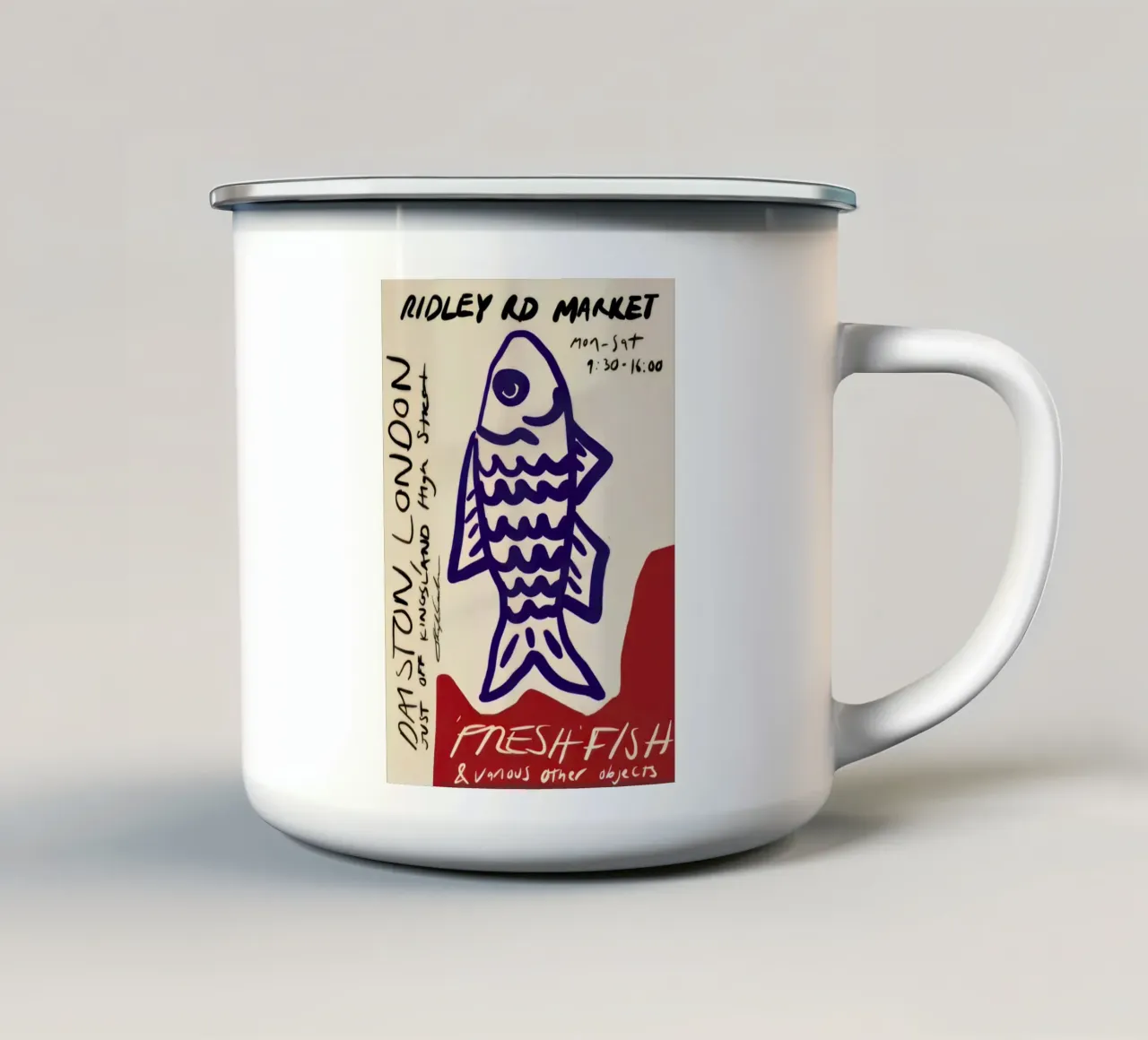Pesce fresco Vintage tazza in smalto da Alishasteel
