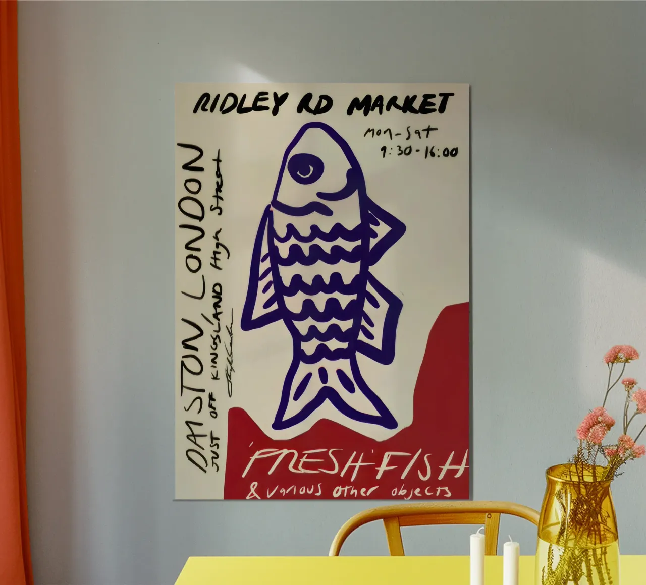 Pesce fresco Vintage poster con telaio in legno da Alishasteel