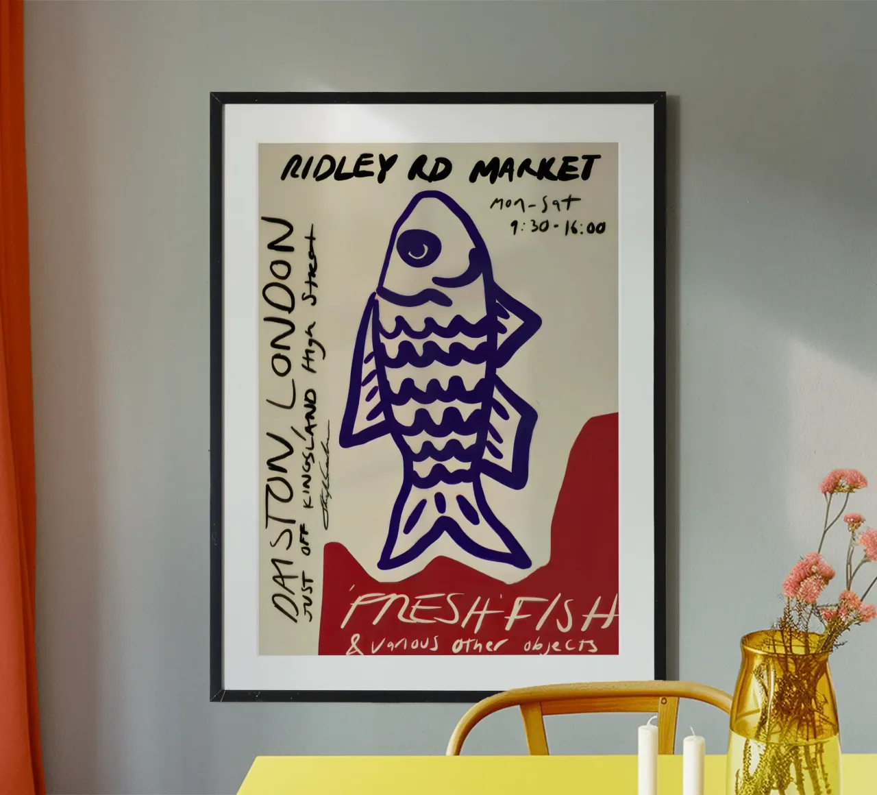 Pesce fresco Vintage poster con telaio in legno da Alishasteel