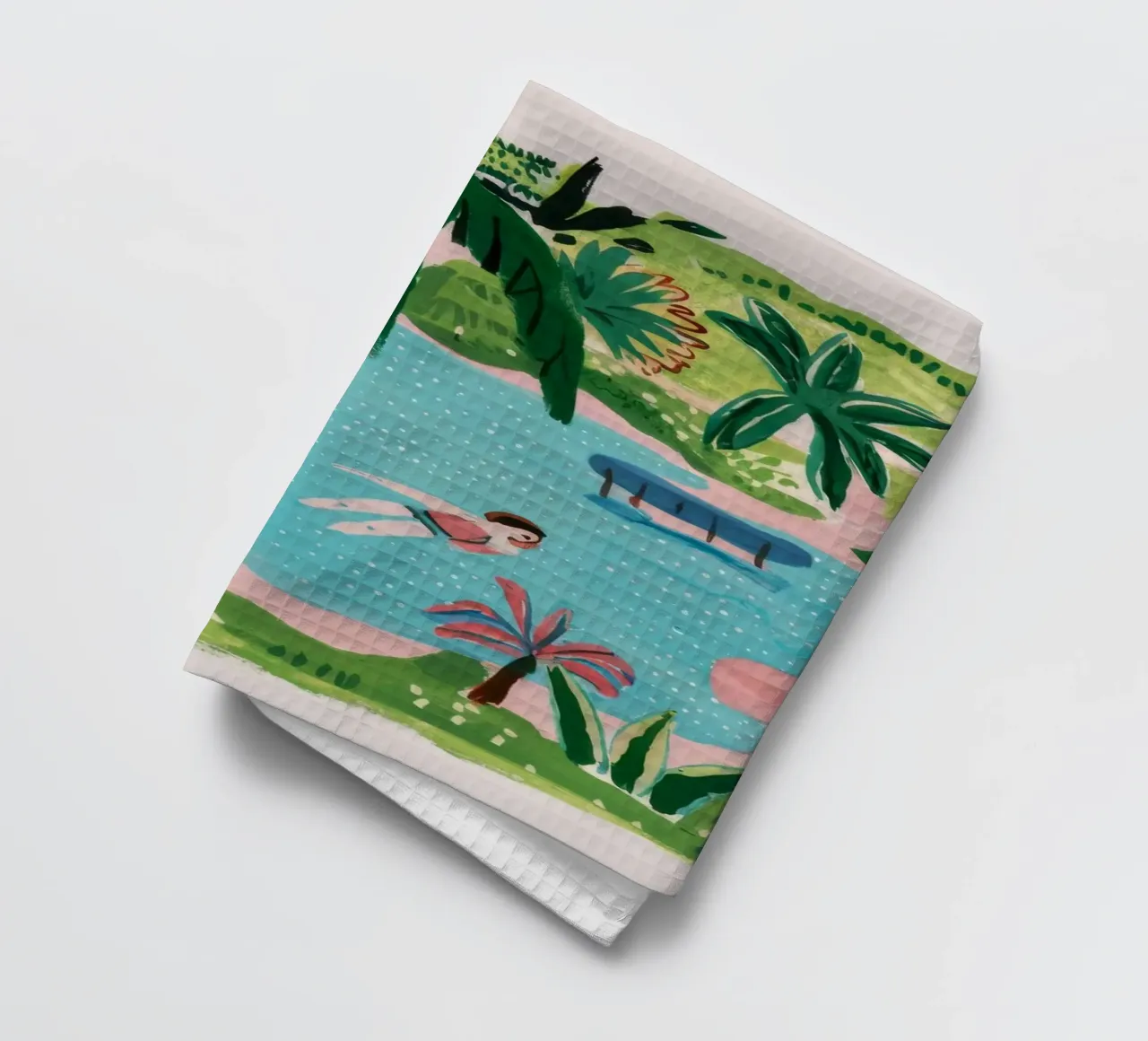Verdant Hillside Retreat tea towel by Beach Palette