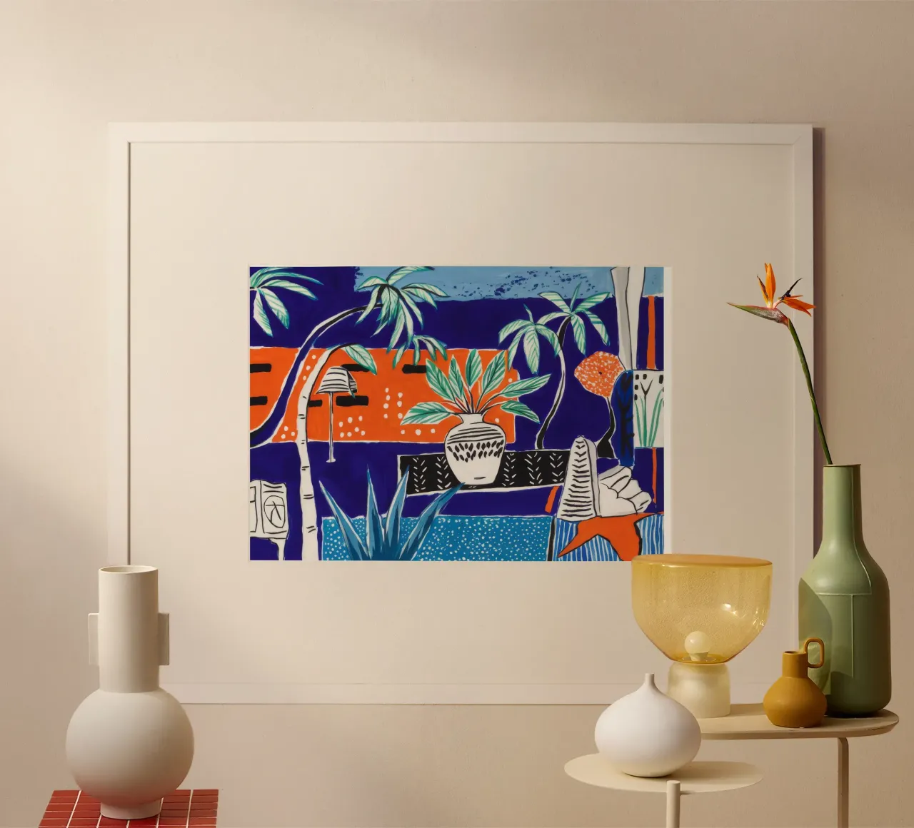 Fantasia vivace sulla spiaggia poster con telaio in plastica da Beach Palette