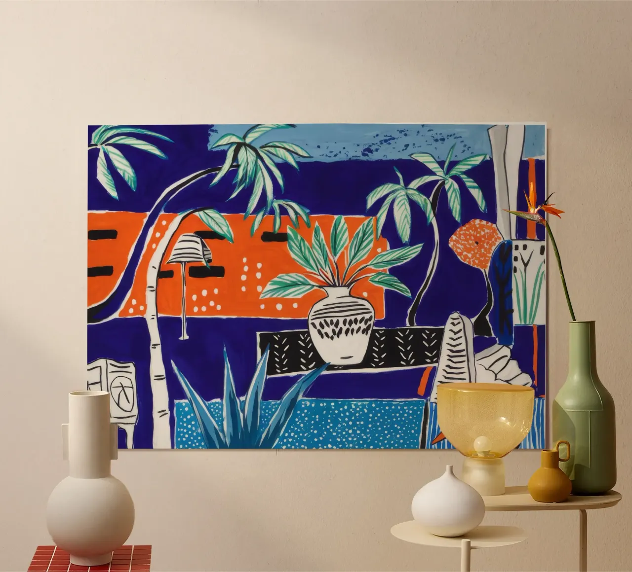 Fantasia vivace sulla spiaggia poster con telaio in plastica da Beach Palette
