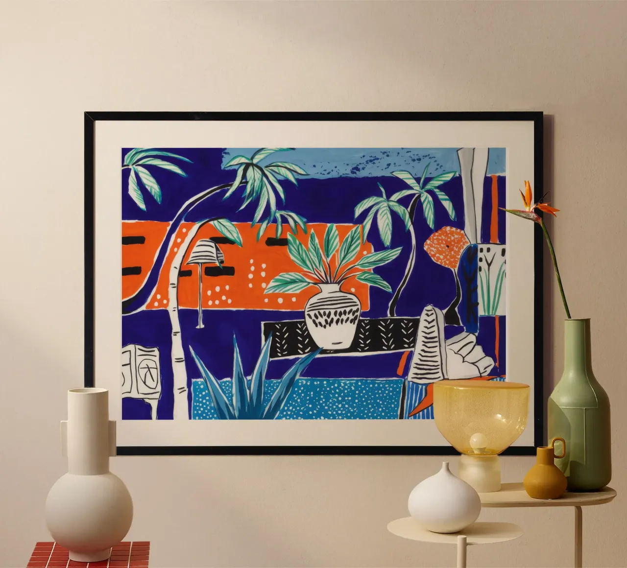 Fantasia vivace sulla spiaggia poster con telaio in plastica da Beach Palette