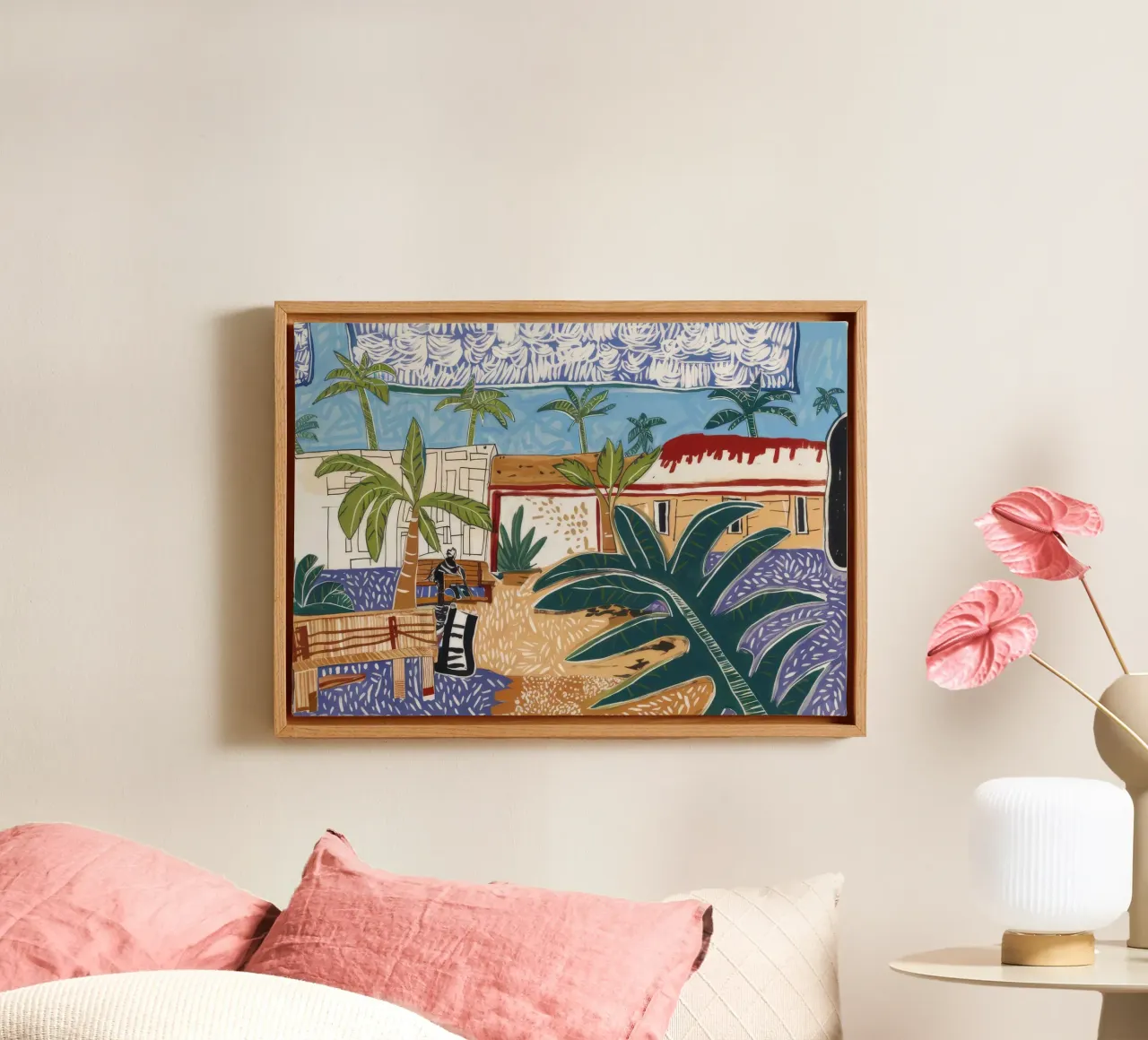 Tropisch tuinverblijf canvas met Baklijst van Beach Palette