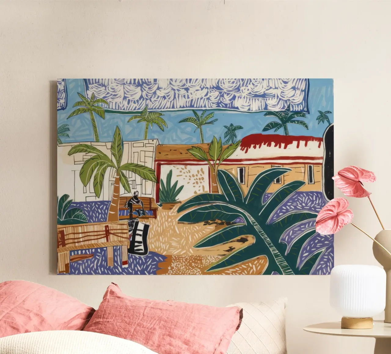 Tropisch tuinverblijf canvas met Baklijst van Beach Palette