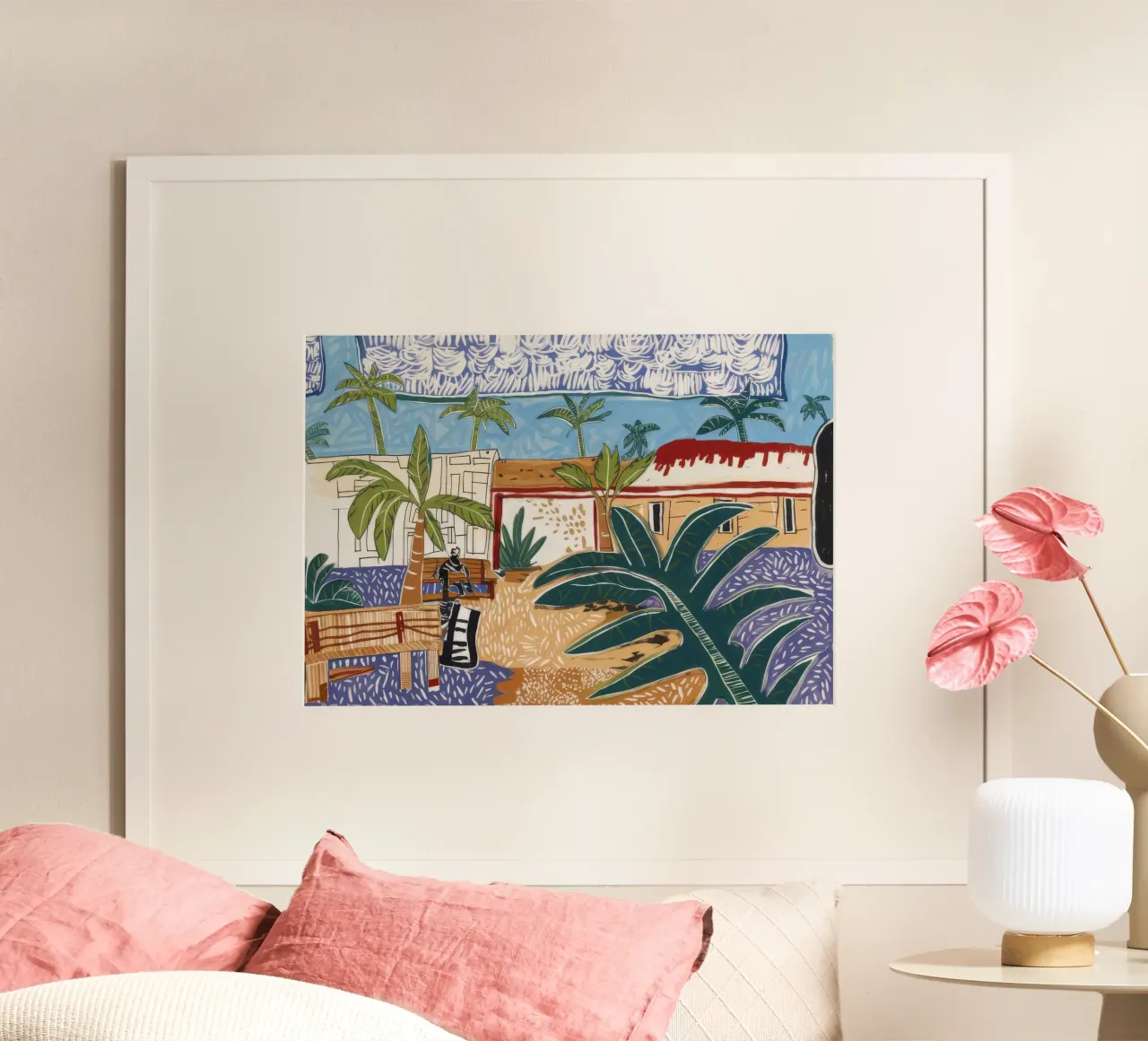 Ritiro nel giardino tropicale poster con telaio in alluminio da Beach Palette
