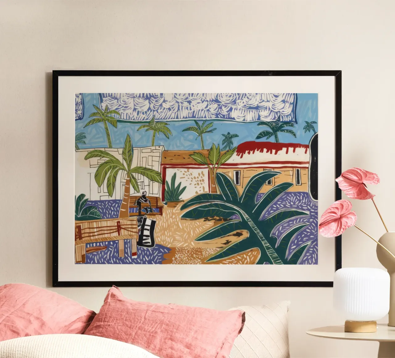 Ritiro nel giardino tropicale poster con telaio in alluminio da Beach Palette