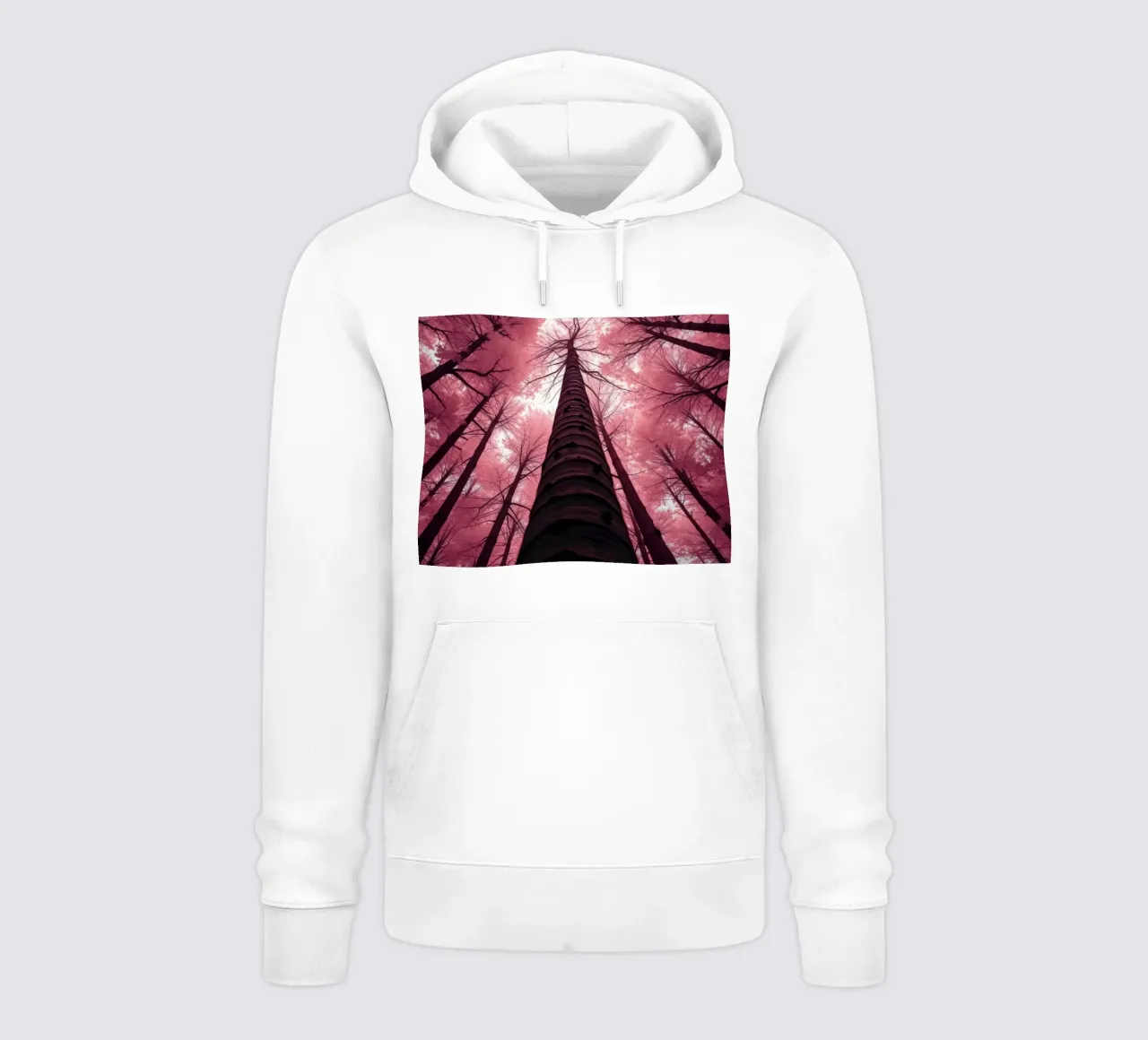 Gli alti alberi si protendono verso il cielo rosa creando un'atmosfera da sogno. felpa con cappuccio da DesignDoodle