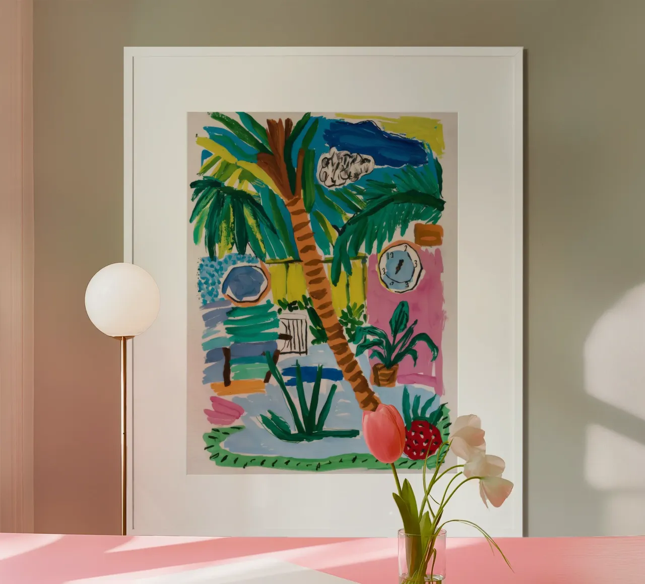 Accogliente bungalow sulla spiaggia poster con telaio in legno da Beach Palette