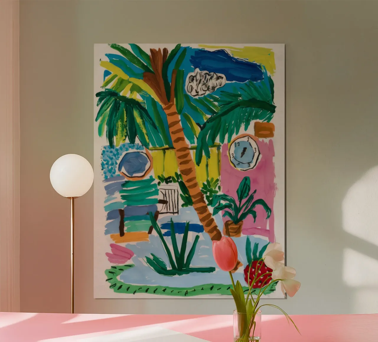 Accogliente bungalow sulla spiaggia poster con telaio in legno da Beach Palette