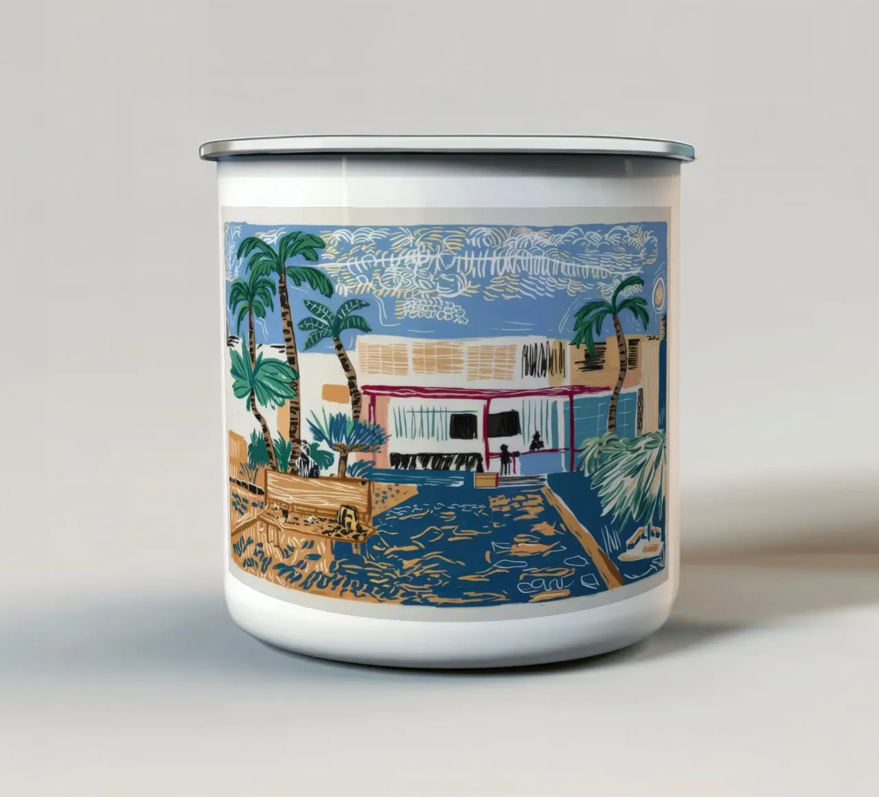 Bruisend tropisch dorp emaille mok van Beach Palette