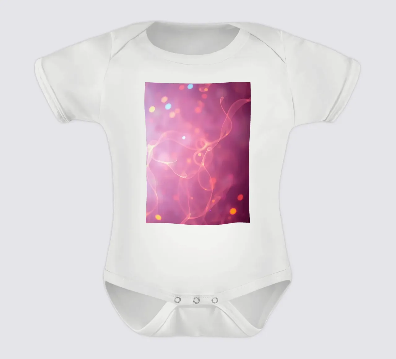 abstract with glowing patterns and soft colors short-sleeve baby romper by DesignDoodle