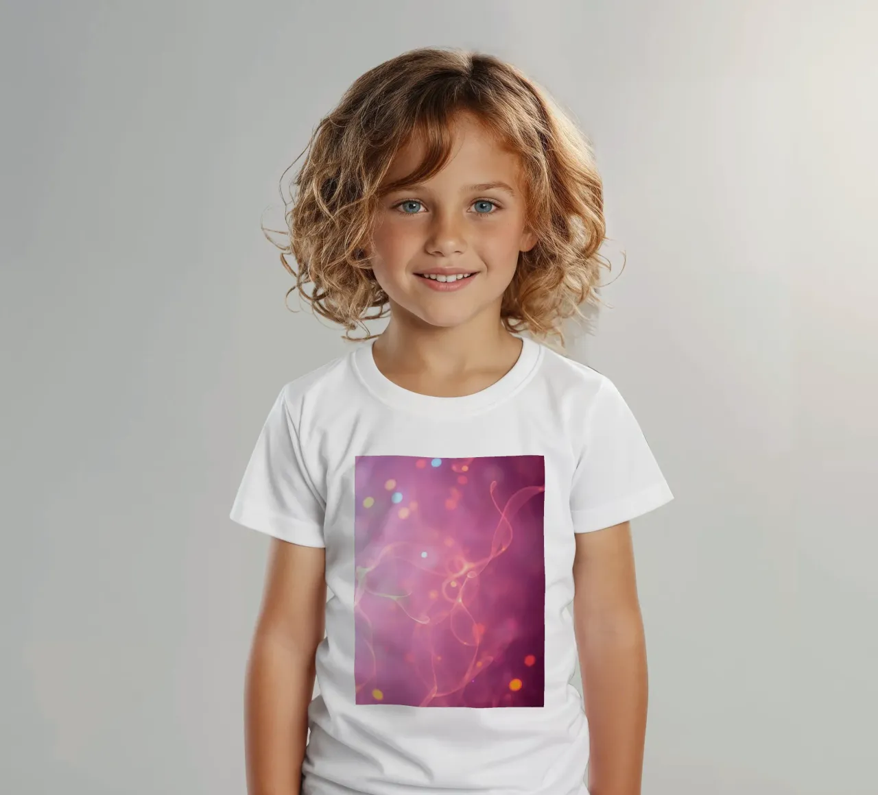 abstract with glowing patterns and soft colors kids t-shirt by DesignDoodle