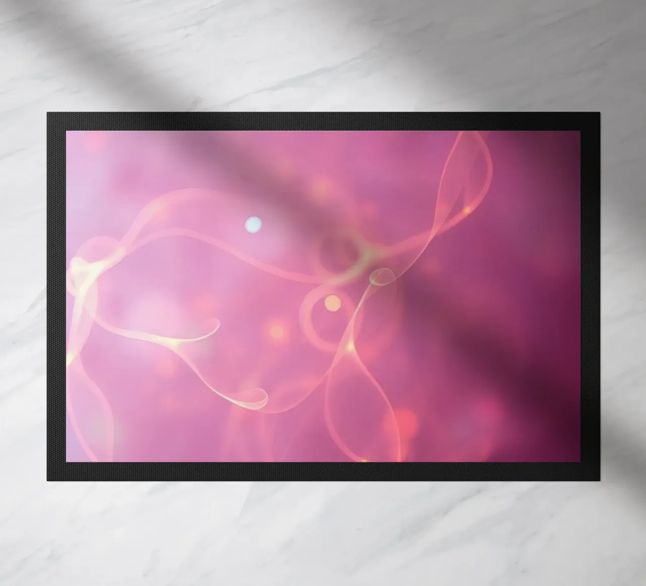 abstract with glowing patterns and soft colors doormat by DesignDoodle