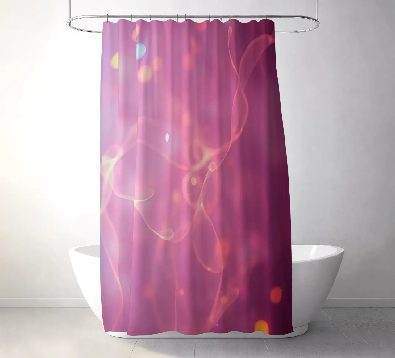 abstrait avec des motifs lumineux et des couleurs douces rideau de douche de DesignDoodle