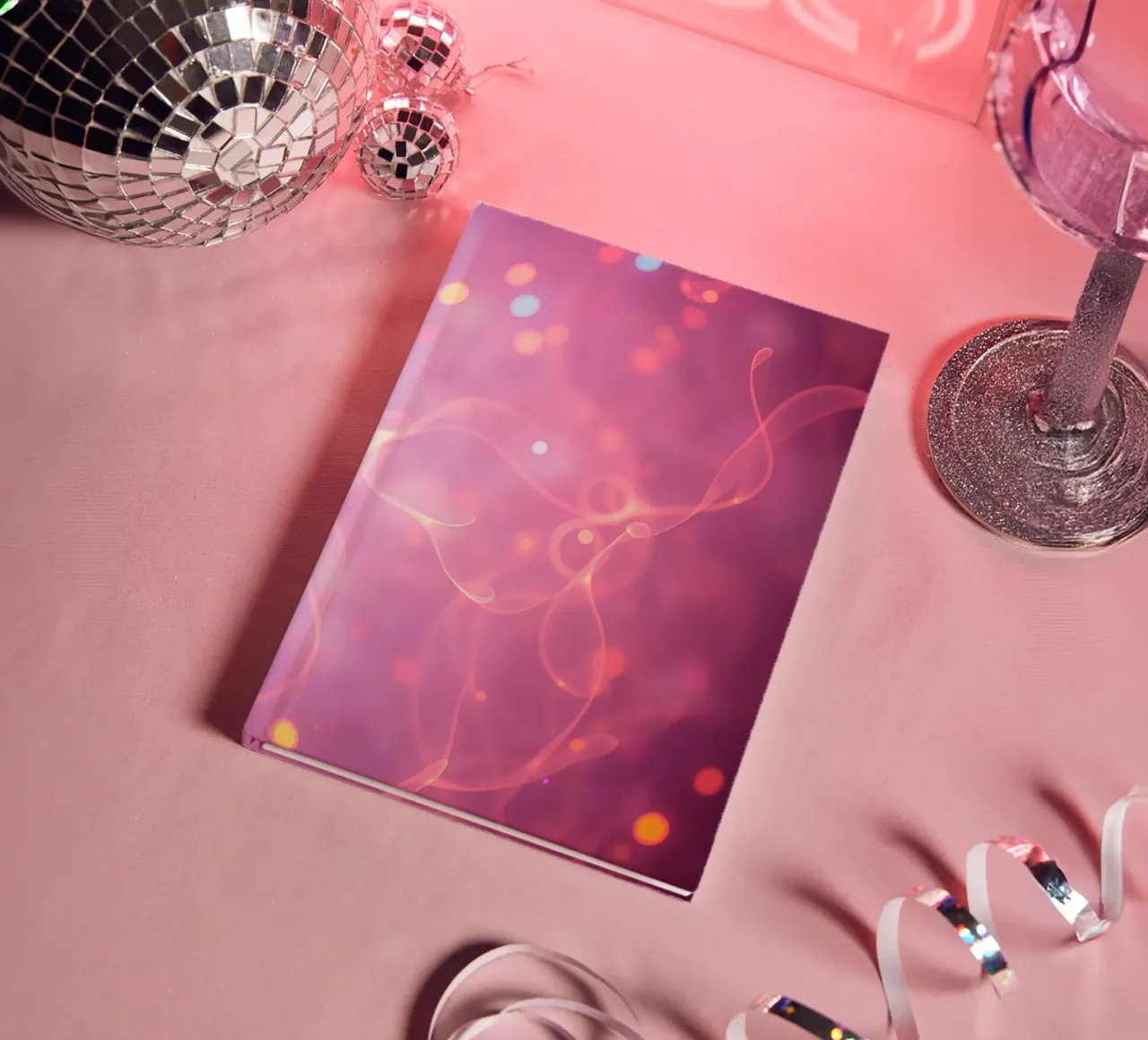 abstract with glowing patterns and soft colors notebook by DesignDoodle