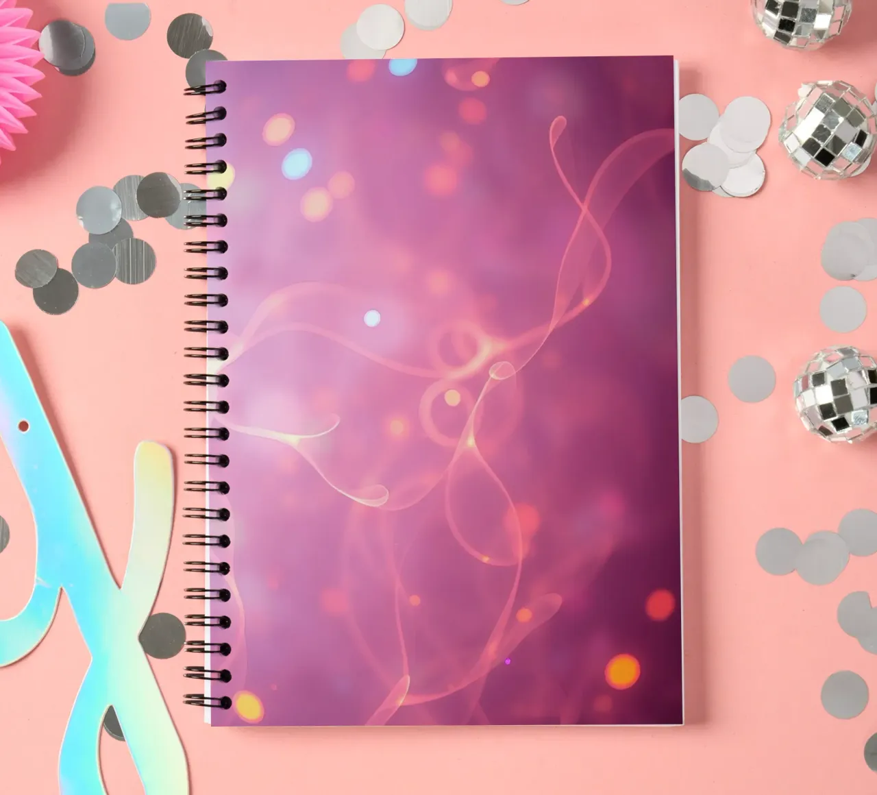abstract with glowing patterns and soft colors spiral notebook by DesignDoodle