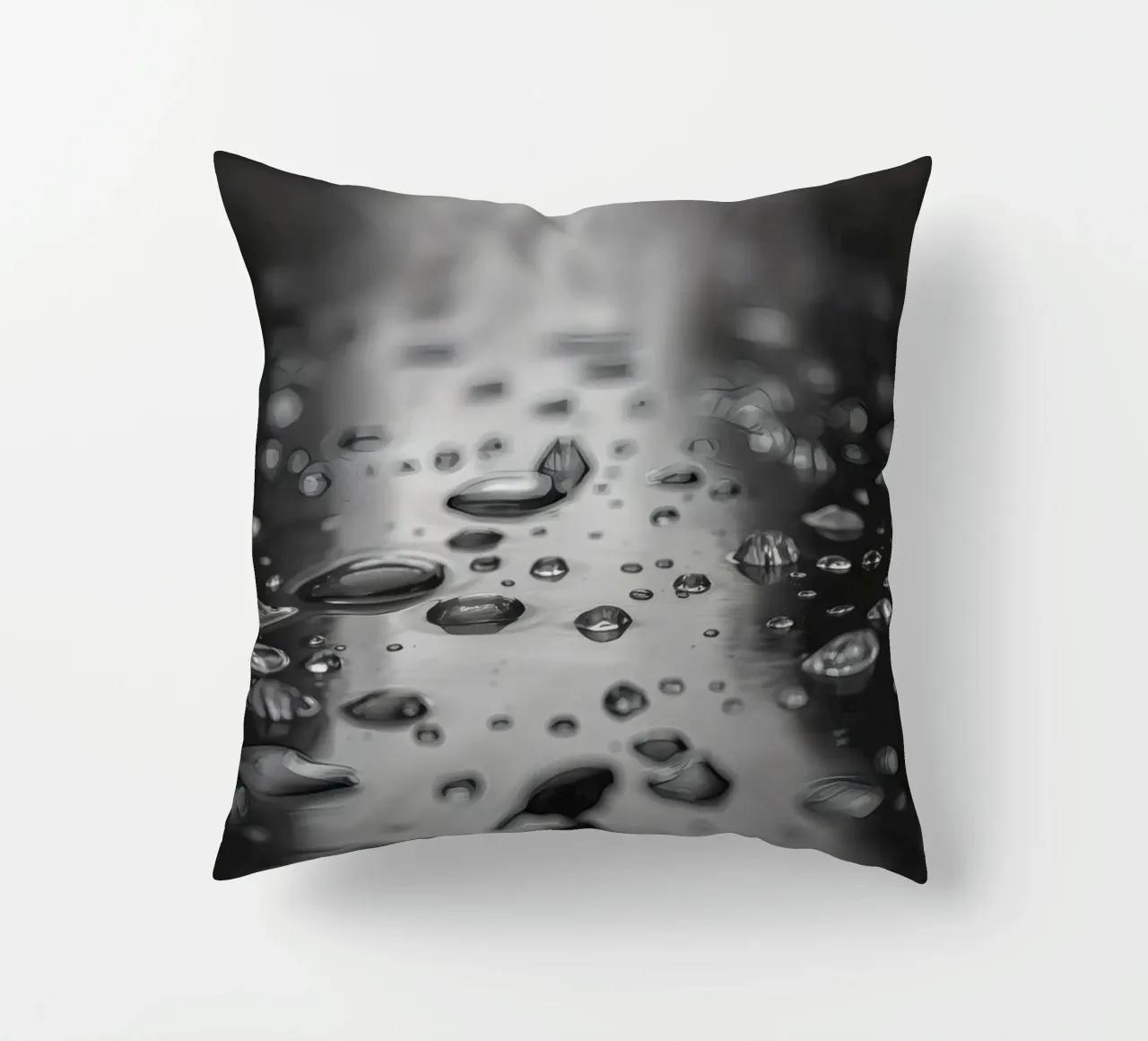 Gocce di pioggia che creano riflessi su una superficie bagnata cuscino da DesignDoodle
