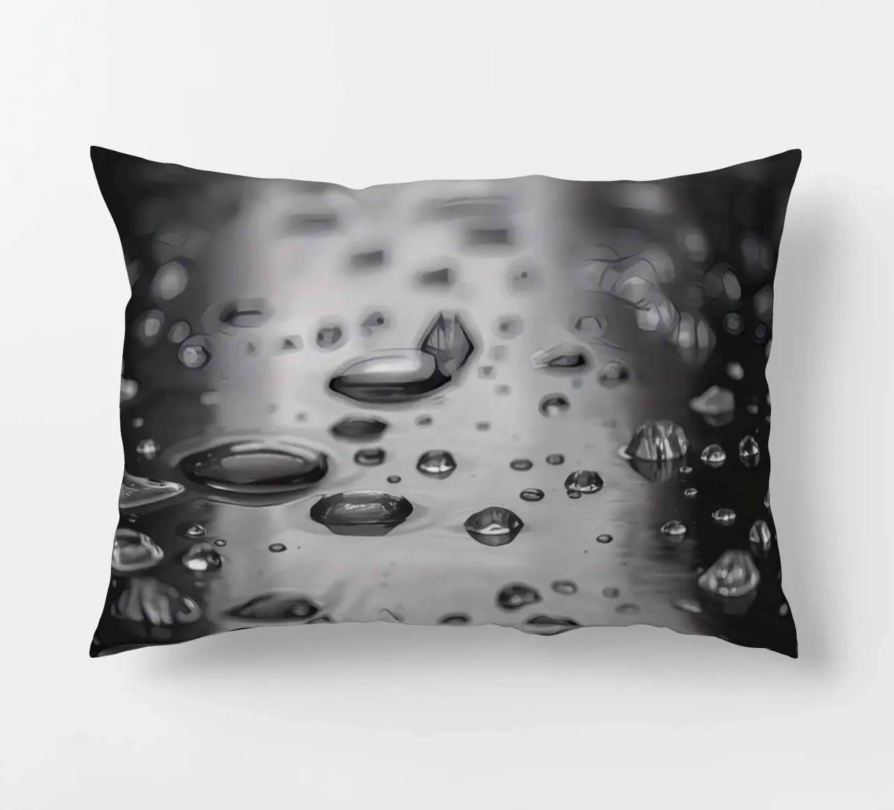 Gocce di pioggia che creano riflessi su una superficie bagnata cuscino da DesignDoodle