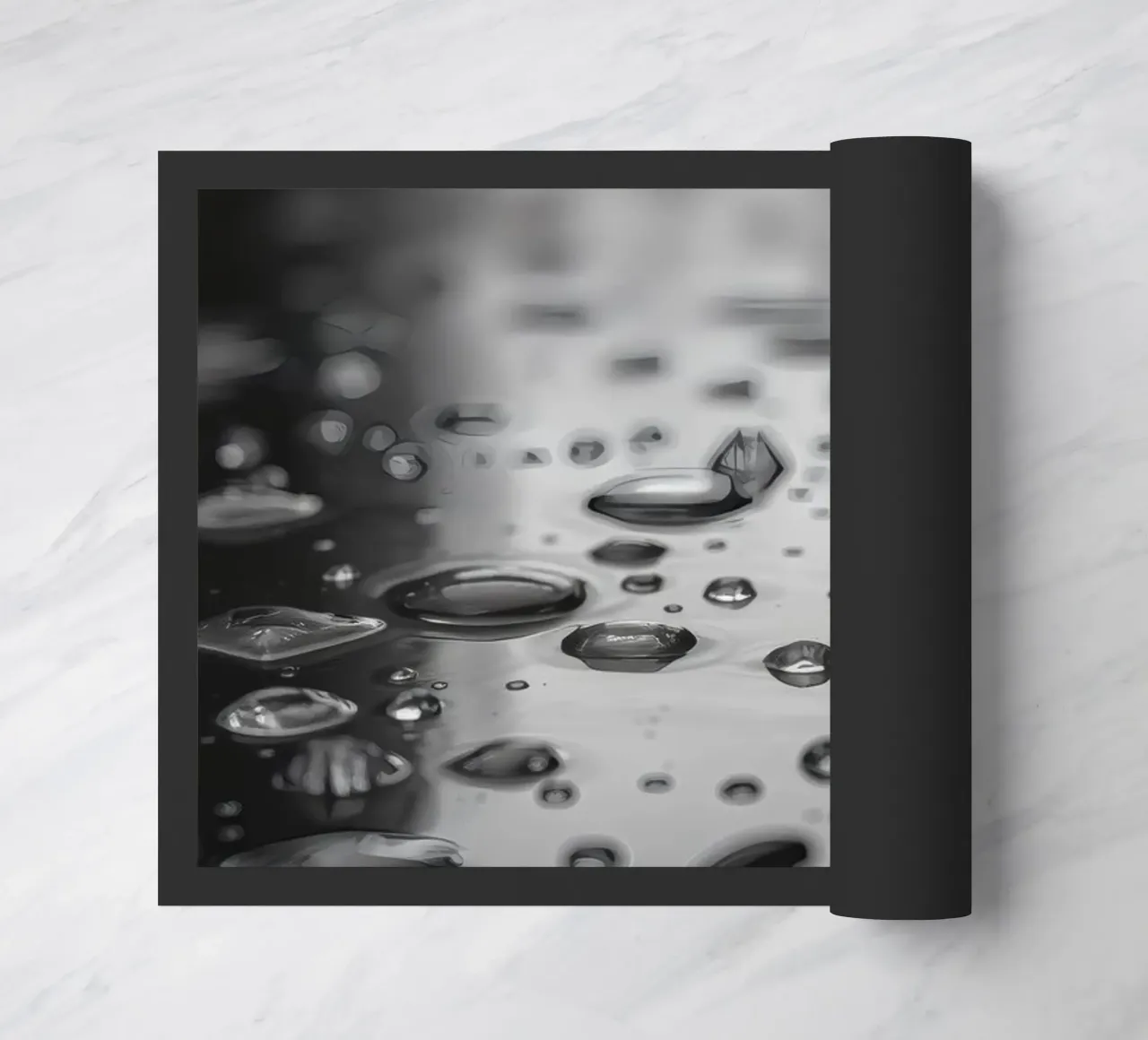 Raindrops creating reflections on a wet surface doormat by DesignDoodle