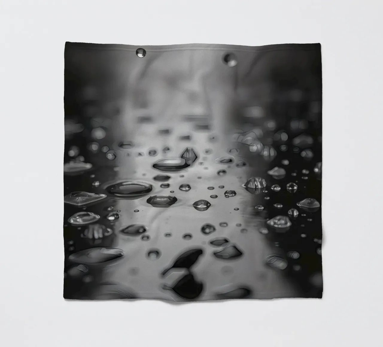 Raindrops creating reflections on a wet surface fleece blanket by DesignDoodle