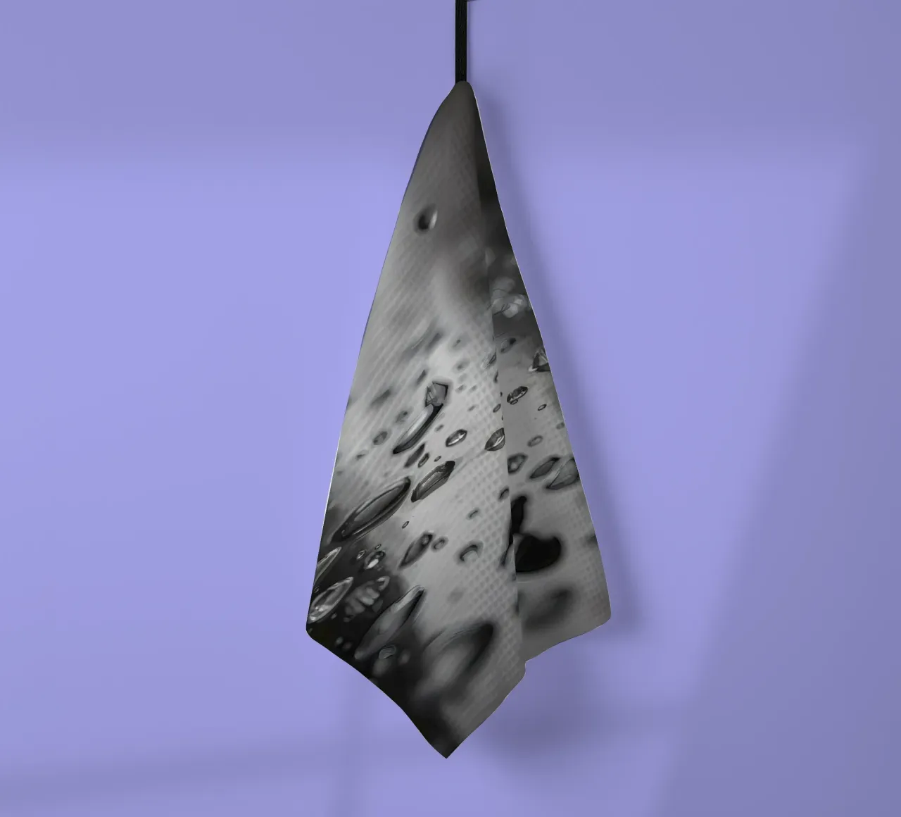 Raindrops creating reflections on a wet surface tea towel by DesignDoodle