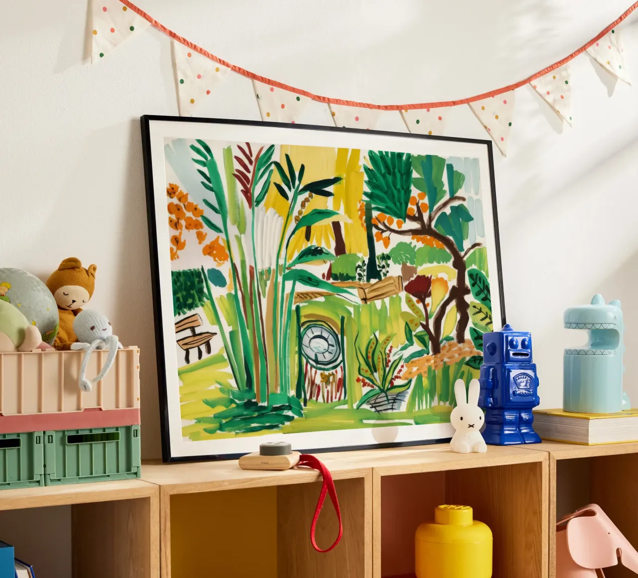 Fuga nella giungla esotica poster con telaio in legno da Beach Palette