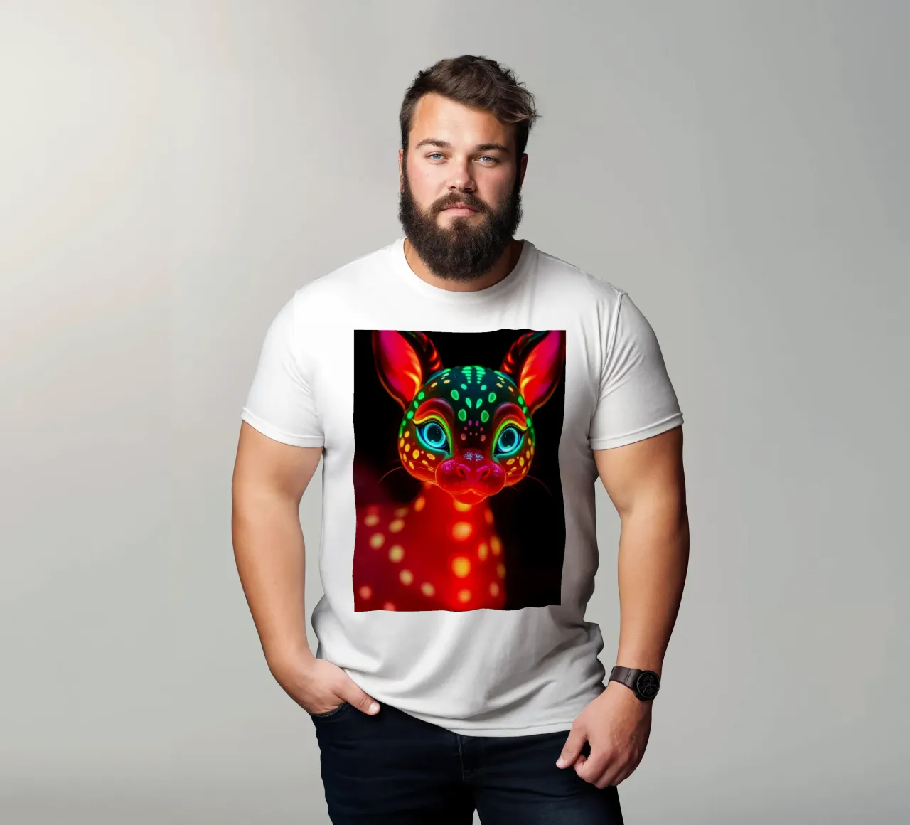 abstract deer design with glowing patterns t-shirt by DesignDoodle