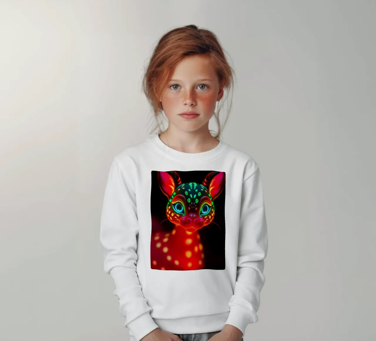 abstract deer design with glowing patterns kids sweatshirt by DesignDoodle