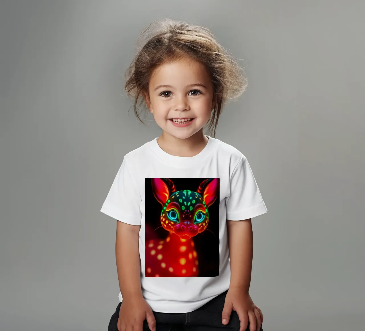 abstract deer design with glowing patterns kids t-shirt by DesignDoodle