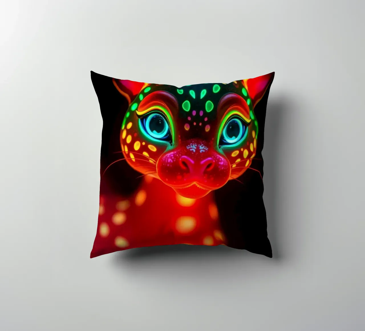 abstract deer design with glowing patterns decorative cushion by DesignDoodle