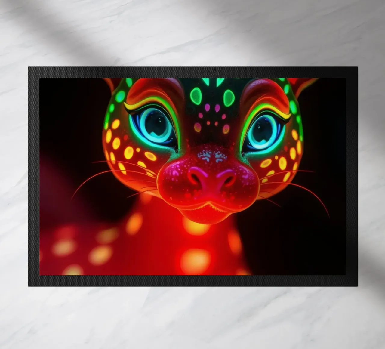 abstract deer design with glowing patterns doormat by DesignDoodle