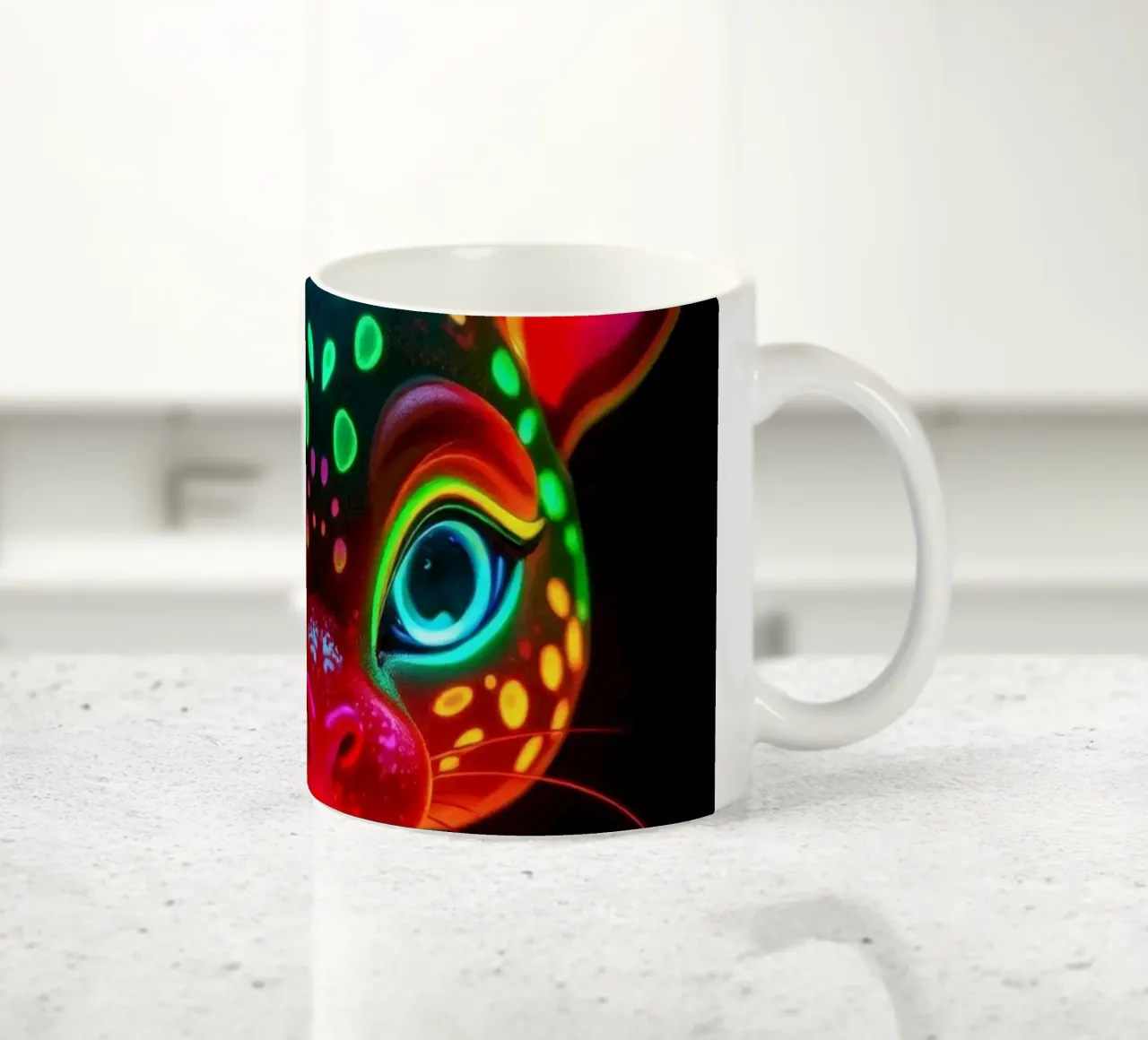 abstract deer design with glowing patterns ceramic mug by DesignDoodle