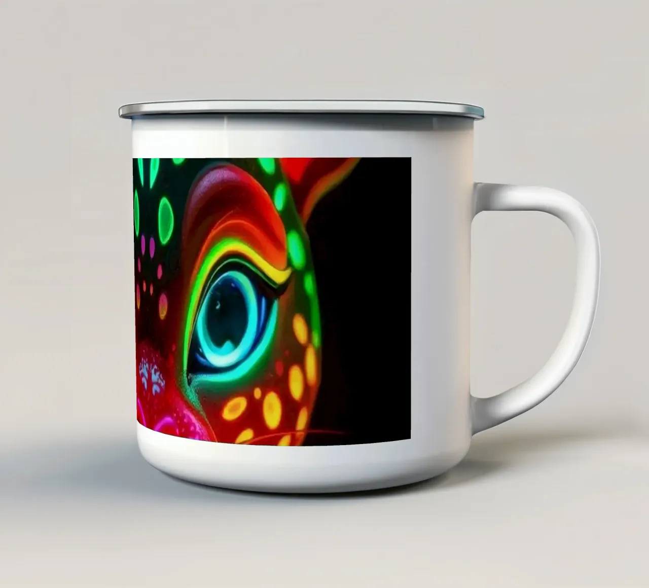 abstract deer design with glowing patterns enamel mug by DesignDoodle
