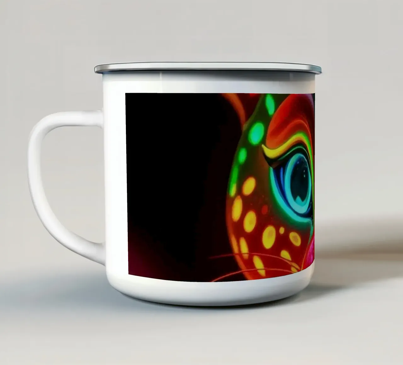 abstract deer design with glowing patterns enamel mug by DesignDoodle