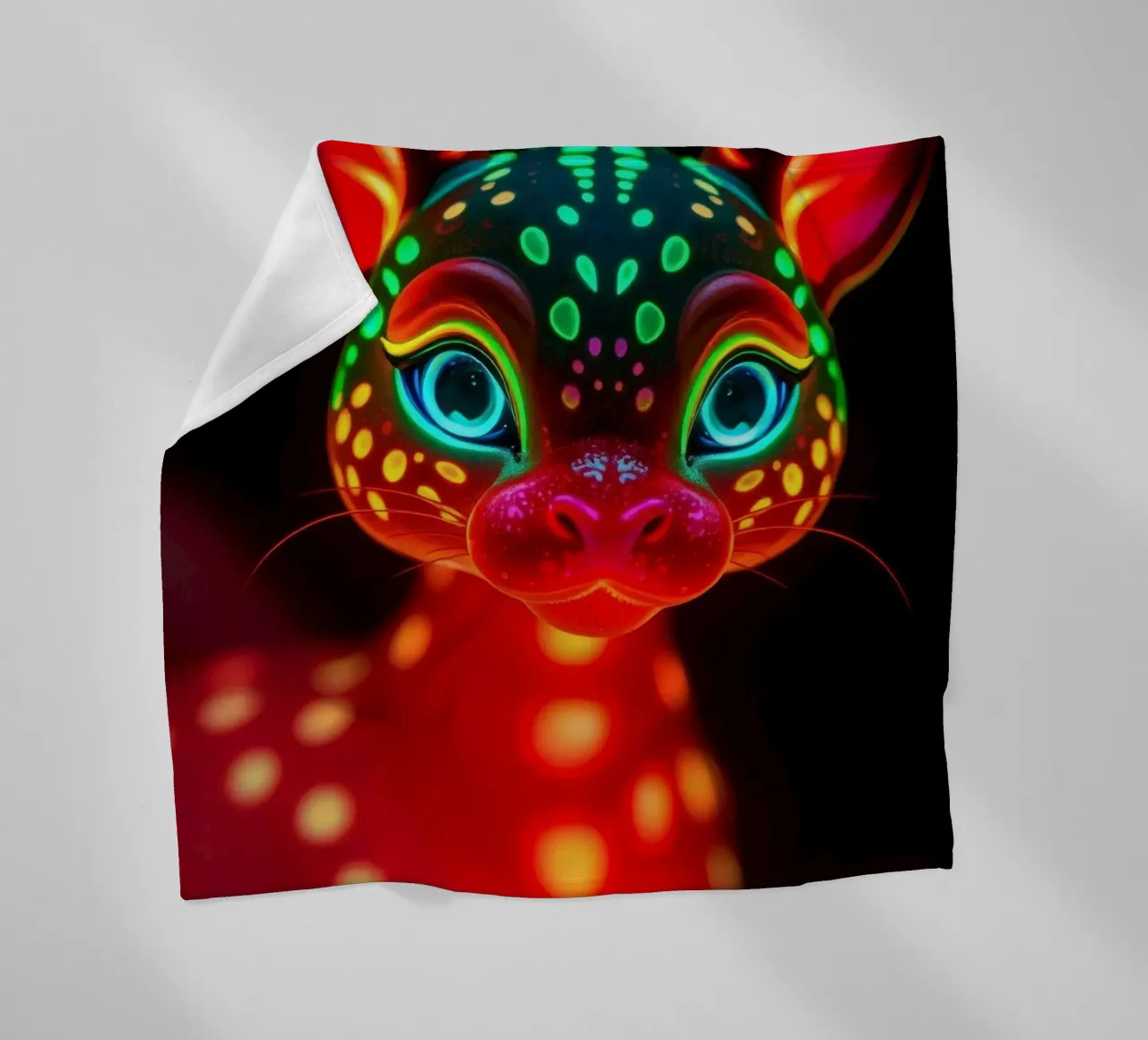abstract deer design with glowing patterns fleece blanket by DesignDoodle