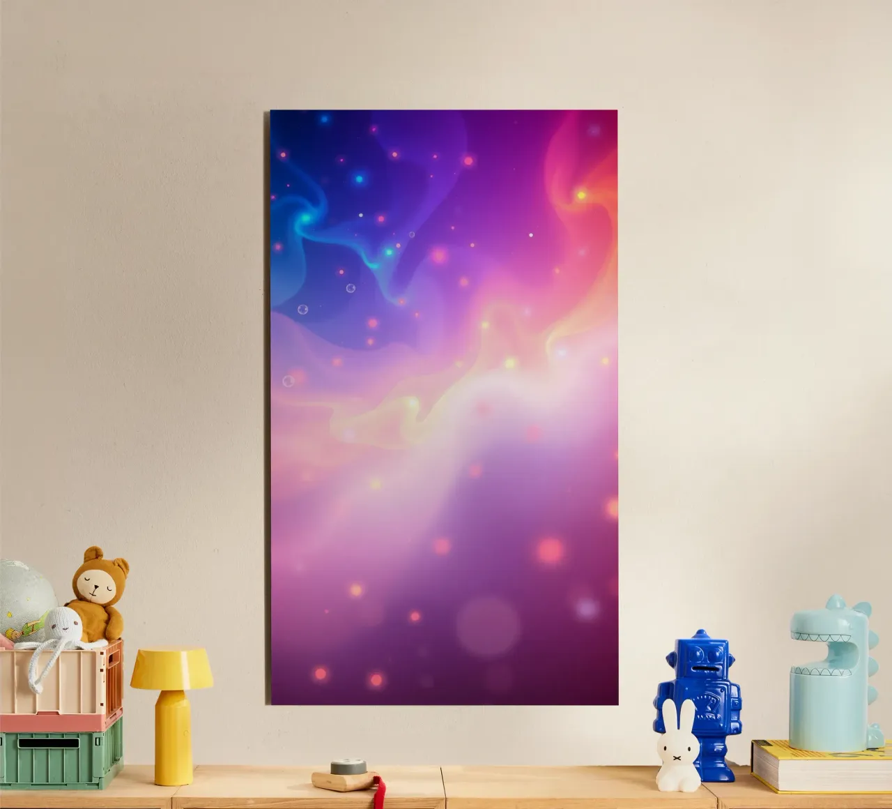 swirling colors and soft glowing elements background alu-dibond by DesignDoodle
