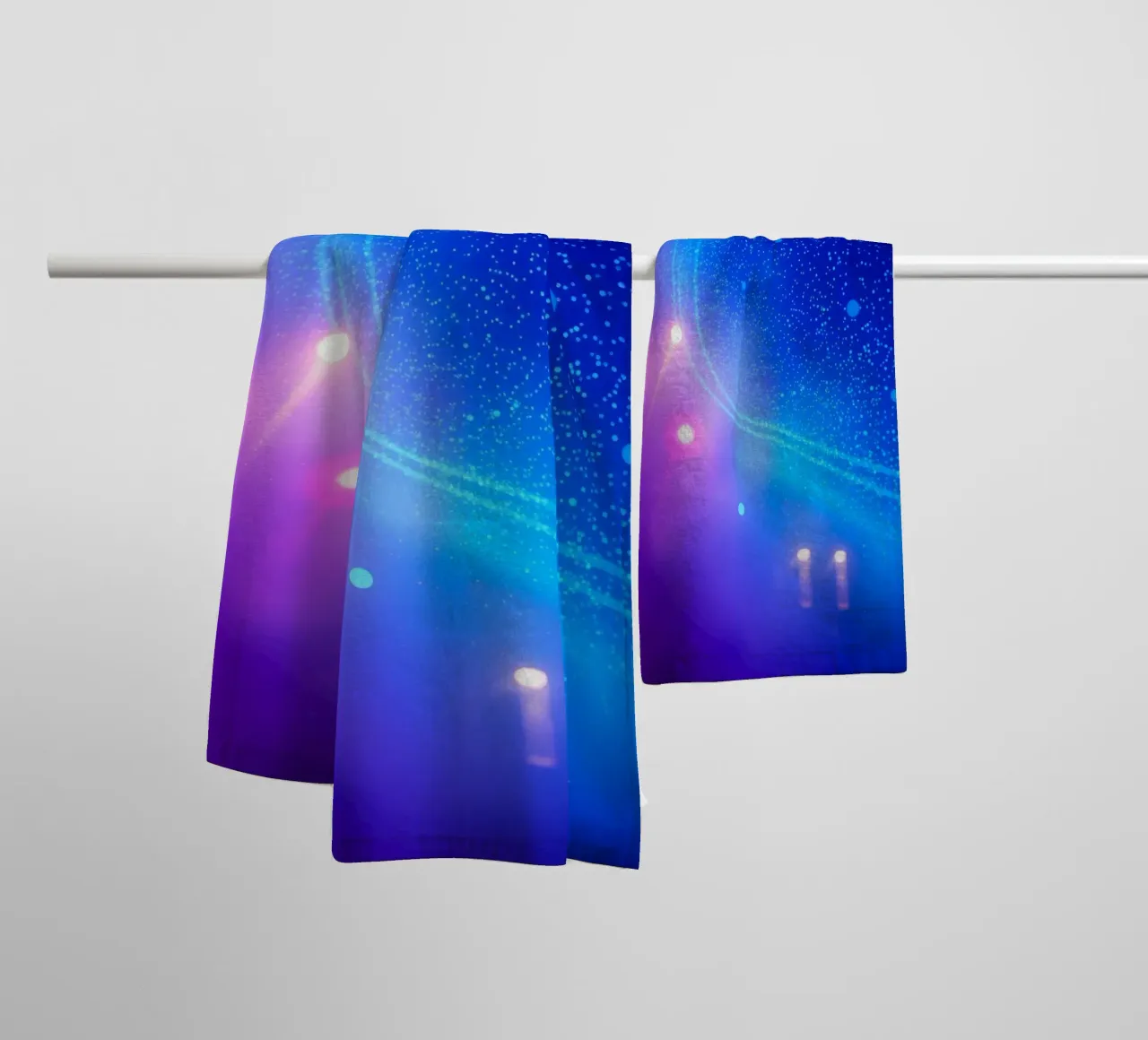 colorful lights and fluid patterns for abstract art towel by DesignDoodle