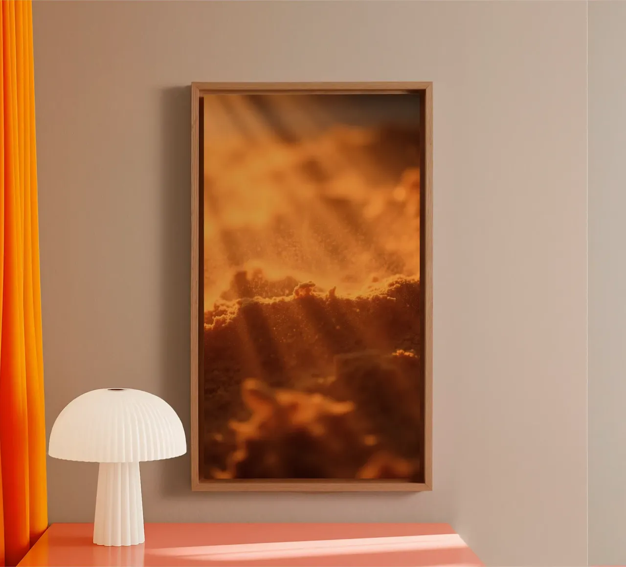 Sandige Textur, die von weichem Licht beleuchtet wird und ein warmes Gefühl vermittelt Leinwand von DesignDoodle