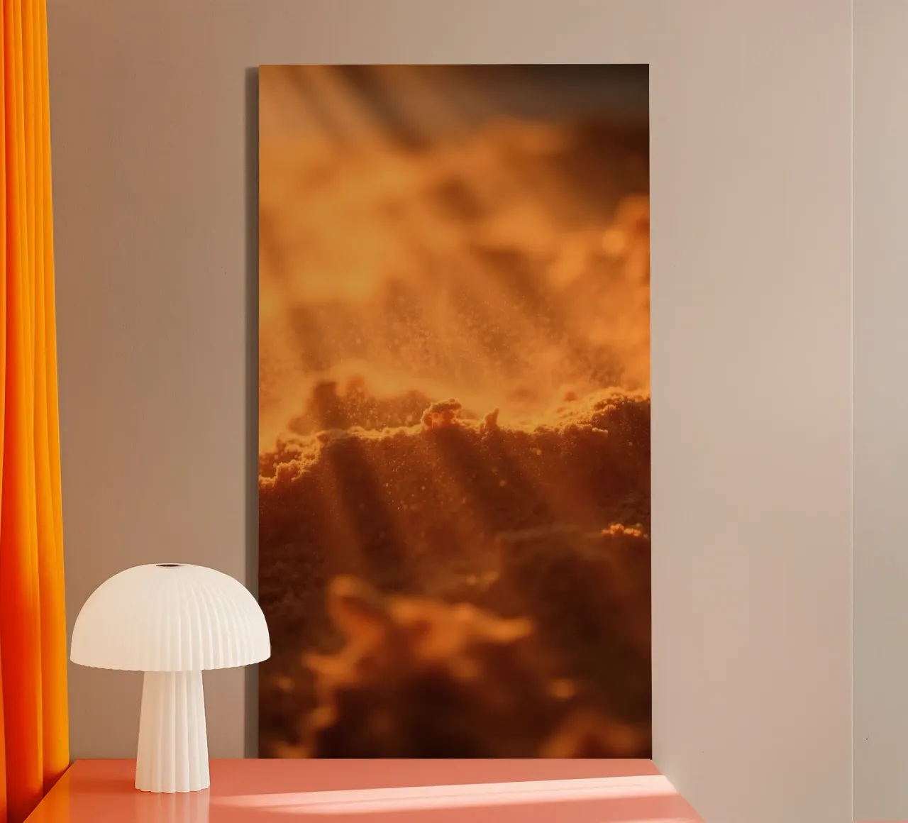 Sandige Textur, die von weichem Licht beleuchtet wird und ein warmes Gefühl vermittelt Leinwand von DesignDoodle