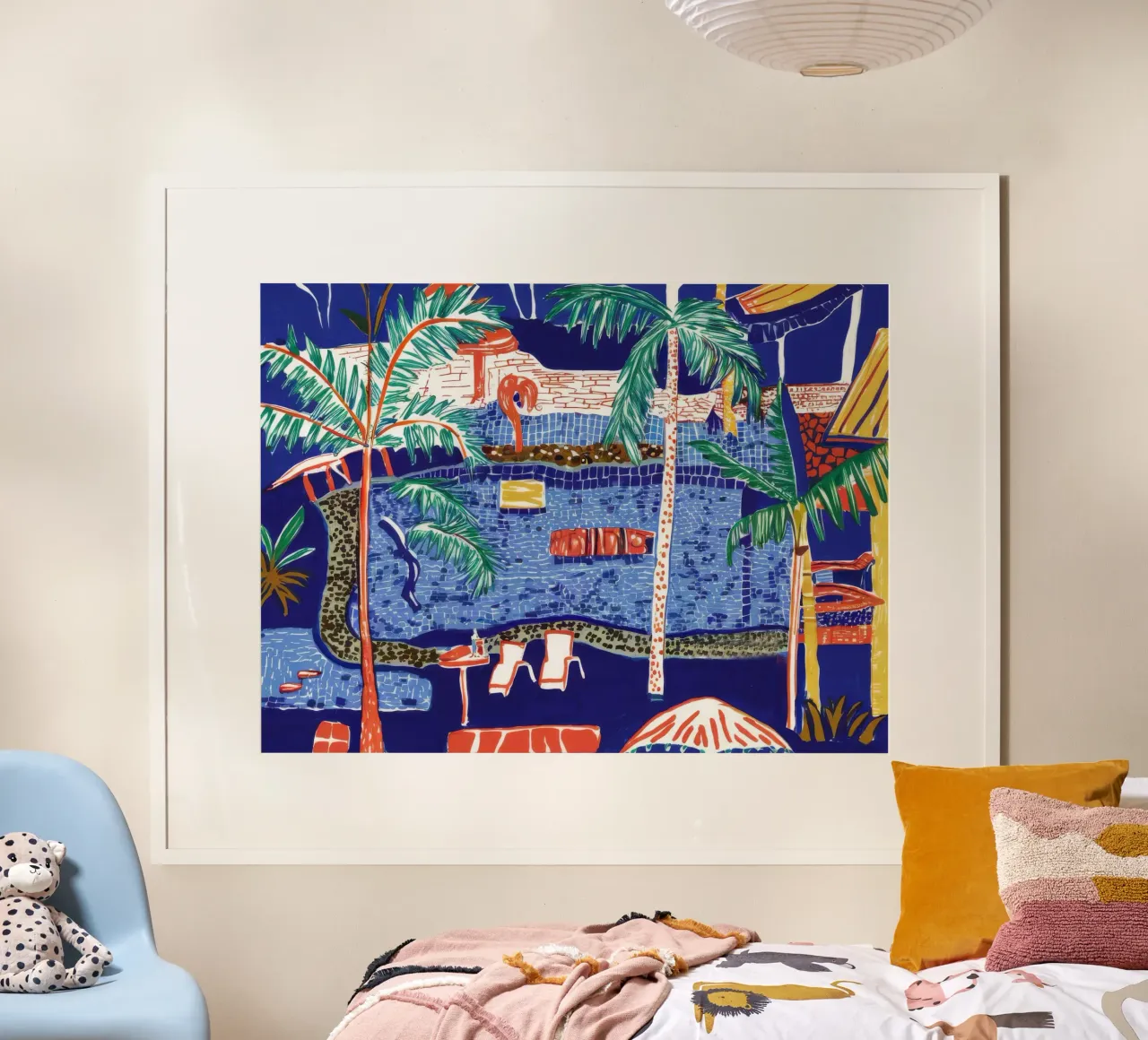 Serenità della spiaggia al chiaro di luna poster con telaio in alluminio da Beach Palette