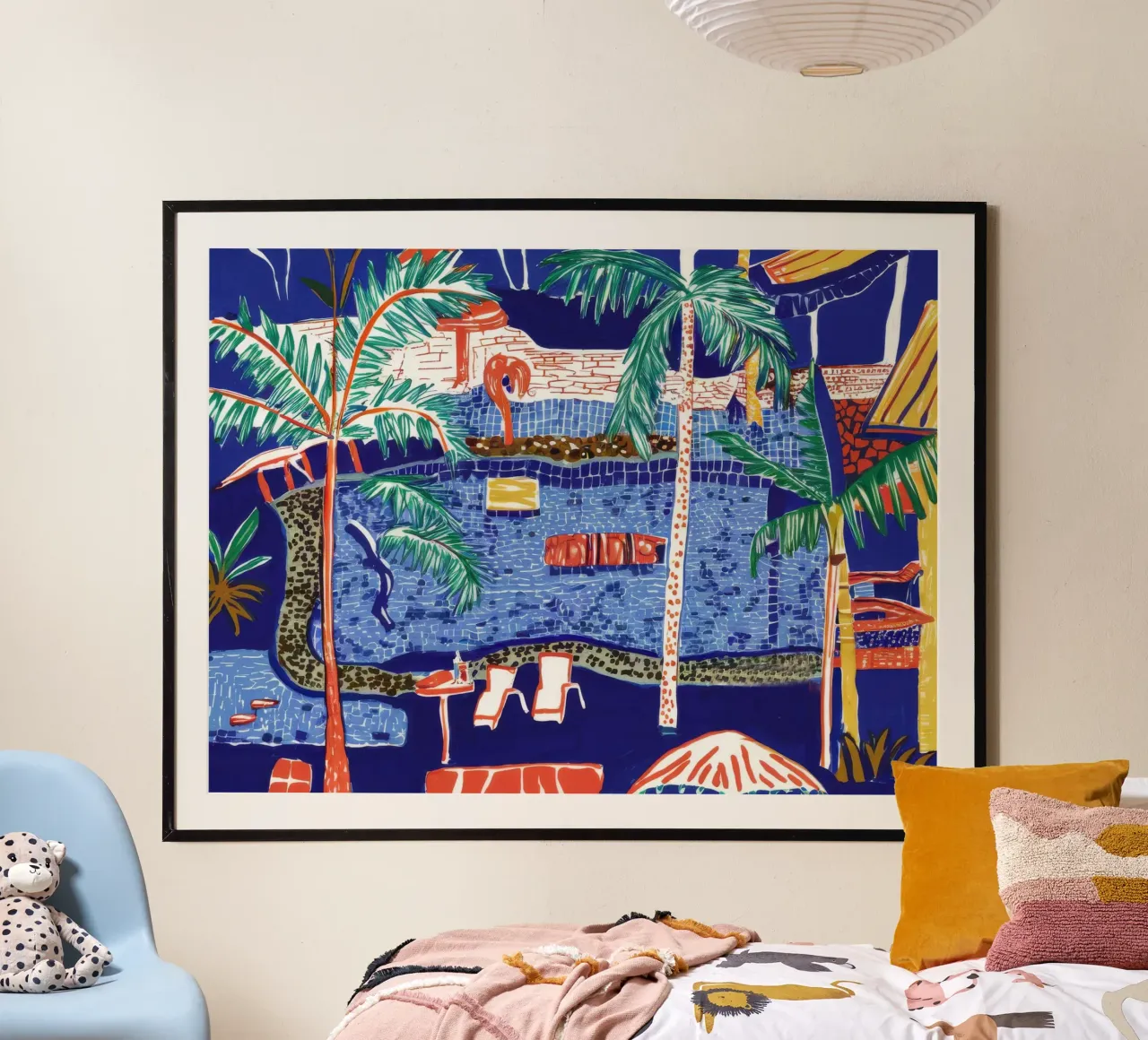 Serenità della spiaggia al chiaro di luna poster con telaio in alluminio da Beach Palette