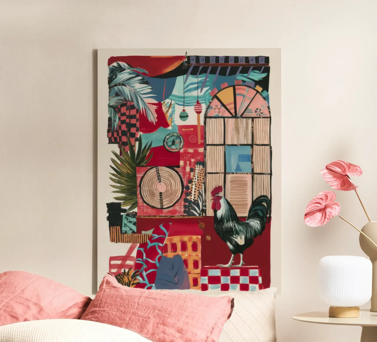 Weelderige Ontsnapping in de Jungle canvas met Baklijst van Beach Palette