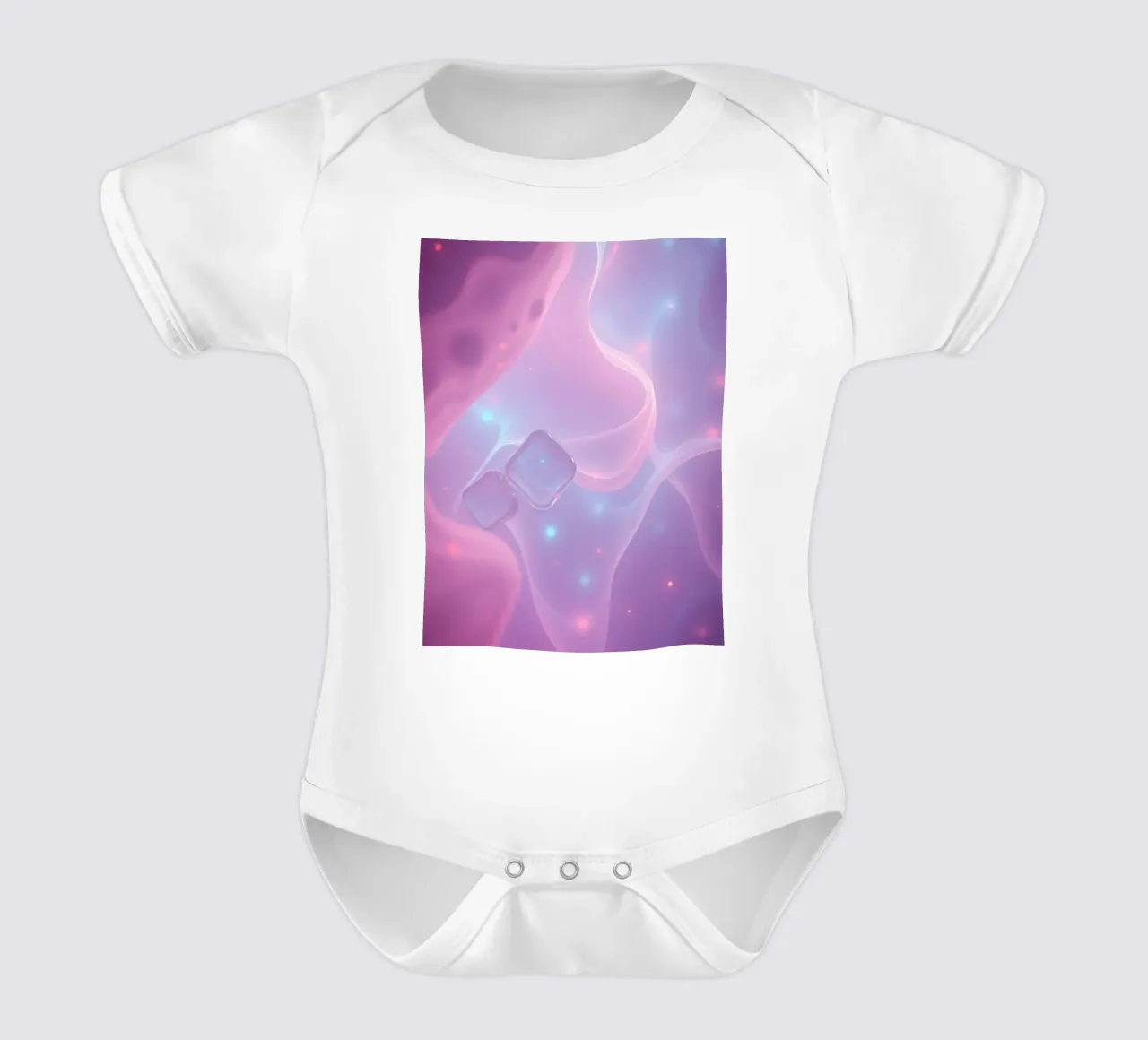 toni tenui di rosa e viola con elementi luminosi body neonato maniche corte da DesignDoodle