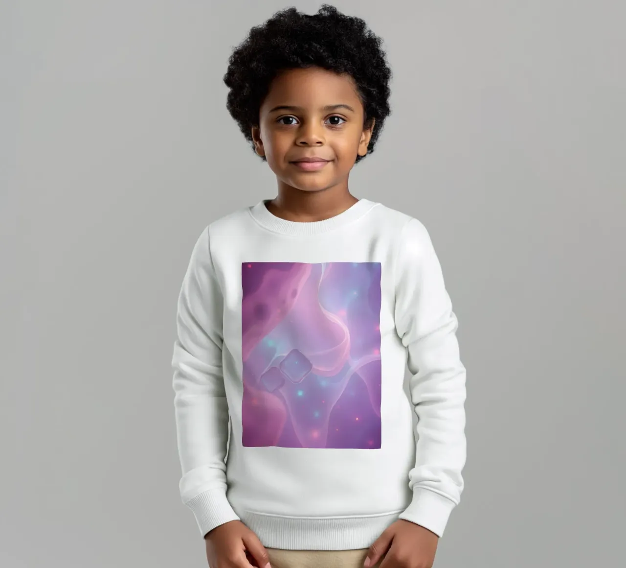 toni tenui di rosa e viola con elementi luminosi felpa bambino da DesignDoodle