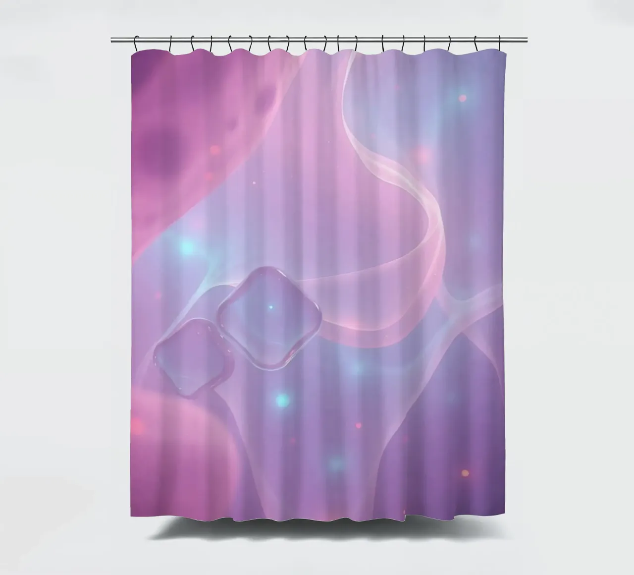 toni tenui di rosa e viola con elementi luminosi tenda da doccia da DesignDoodle