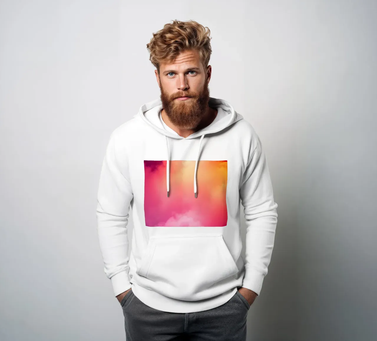 Sfondo astratto di una nuvola con colori sfumati e morbide felpa con cappuccio da DesignDoodle