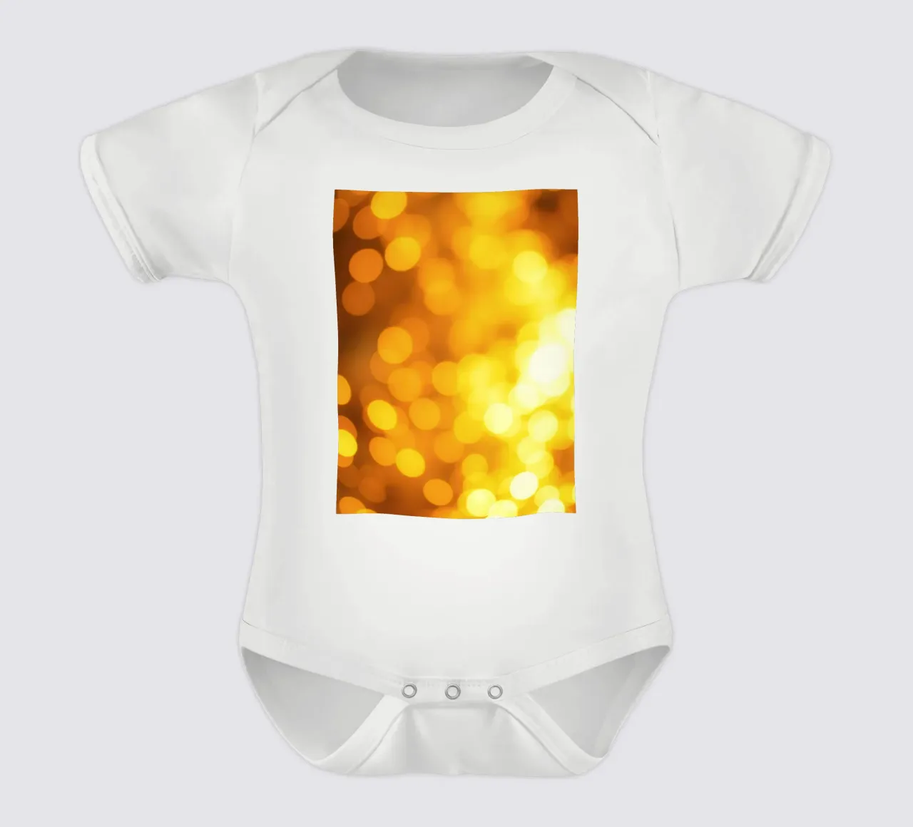 gouden bokeh achtergrondontwerp met abstracte glinsterende babyrompertje korte mouwen van DesignDoodle
