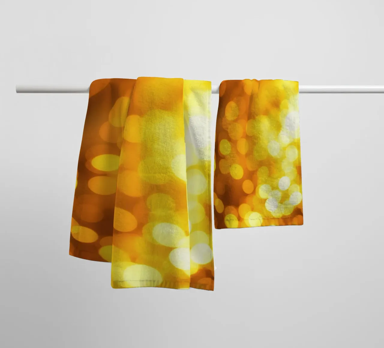 golden bokeh background design featuring abstract shimmerin towel by DesignDoodle