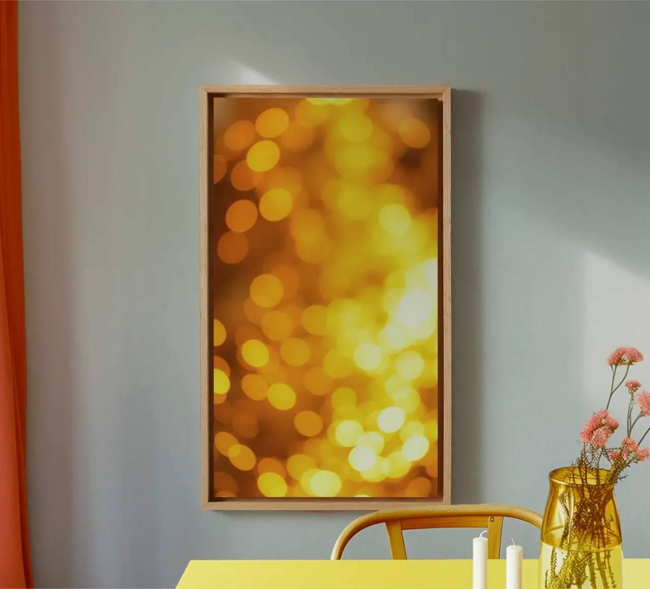 golden bokeh background design featuring abstract shimmerin canvas by DesignDoodle